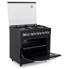 White Point Gas Cooker 60*80 cm 5 Burners With Fan And Grill Black WPGC8060BAN