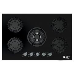Purity Built-in Gas Hob 5 Burners Cast Iron Glass Black P90GLBL