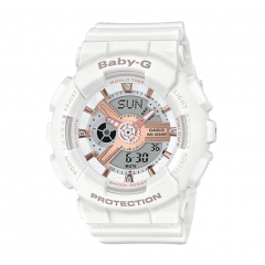 Casio G-shock Women Watch Baby -G Analog Digital With Gold Dial White Resin Band BA-110XRG-7ADR