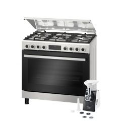 Bosch Cooker 90 * 60 cm 5 Burners Stainless and Meat Grinder 1600 Watt HGX5G7W59S