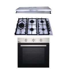Purity Kitchen Hood Flat 90 cm 450 m3/h and Gas Hob 90 cm 5 Eyes and Gas Oven 60 cm OPT601GG