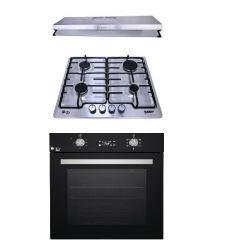 Purity Hood Flat 60 cm 450 m3/h and Gas Hob 60 cm 4 Eyes and Electric Oven 60 cm OPT601EED