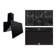 Purity Hood 90 cm 750 m3/h and Gas Hob 90 cm and Gas Oven 90 cm AURA BL 90 cm