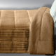 Family Bed Striped Fur Comforter Set 3 Pieces Biege F-61262682