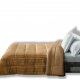 Family Bed Striped Fur Comforter Set 3 Pieces Biege F-61262682