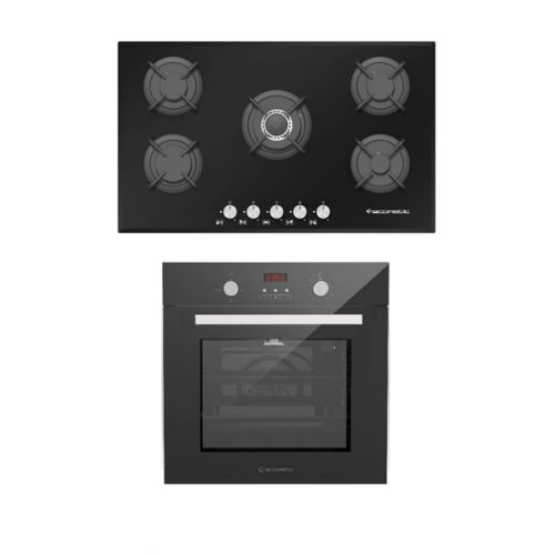 Ecomatic Built-in Gas oven 60 cm and Crystal Hob 90 cm 5 Gas Burners G6404GTD