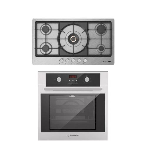 Ecomatic Built-In Hob 90 cm 5 Gas Burners Cast Iron and Gas Oven With Gas Grill 60 cm S983XLPRO