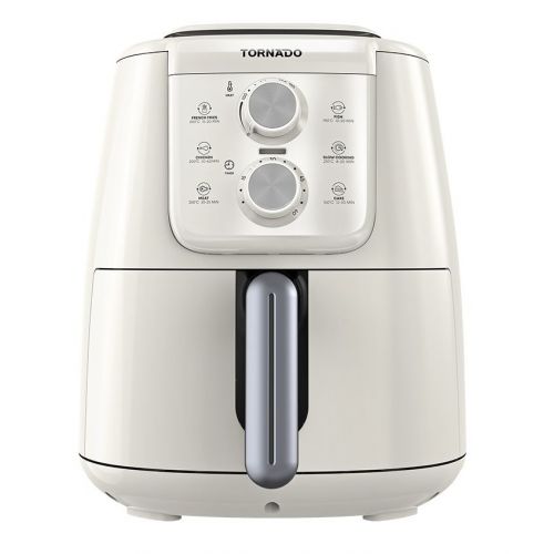 TORNADO Air Fryer 1550 Watt 4 Liter Manual Control Creamy x Silver THF-1554M-XL-CS