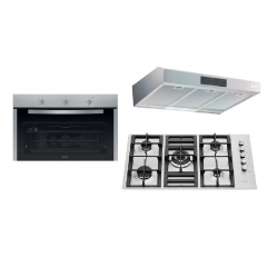Indesit Built-in Gas Oven 90cm ,Turbo Air Hood Classic 90 cm 350 m3/h and Nardi Built In Gas Hob 90 cm