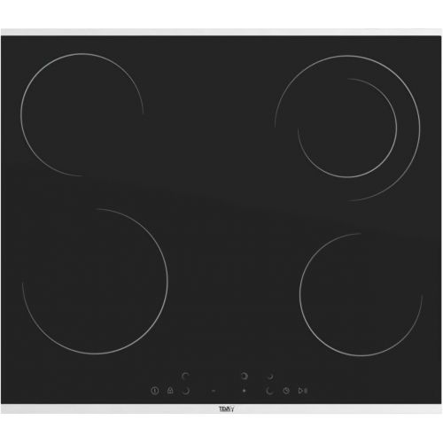 TEVA Built-In Vitroceramic Hob 60 cm 4 Zones Electric Touch Control Black Glass MS263