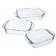 Pyrex Set Of 3 Piece Rectangular Glass Oven Trays Clear 3426470003018