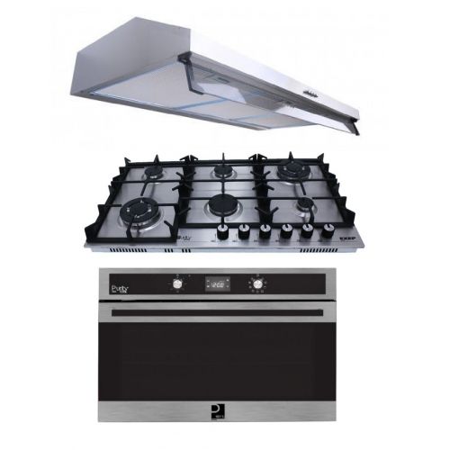 Purity Built-in Gas Oven 90 cm, Gas Hob 6 Burners and Kitchen Hood 90 cm 450 m3/h OPT901GXD