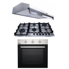 Purity Built-in Gas Oven 60 cm, Gas Hob 6 Burners and Kitchen Hood 90 cm 450 m3/h OPT601GG