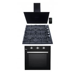 Purity Hood 60cm 1000 m3/h, Gas Hob 4 Eyes and Gas Oven 60 cm FLOWBL60cm