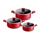 Tefal Expert Cookware Set with Glass Lid Size 18-24-26 Red C2891201