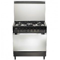 Universal Gas Cooker 5 Gas Burners Black With Fan and Timer: 9605-21