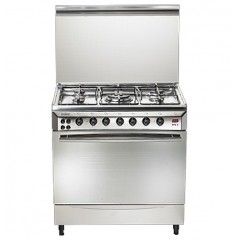 Universal Gas Cooker 5 Gas Burners 60*80 cm Stainless Steel With Fan and Timer Digital: 8605-4