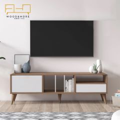 Wood & More TV Table 180*50*30 cm Wooden * Black TVT-2DR-180-2