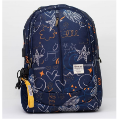 Smart Gate School Carrying Hearts Stars Backpack 6 Pockets With USB Port 15.6 Blue Black SG-9140