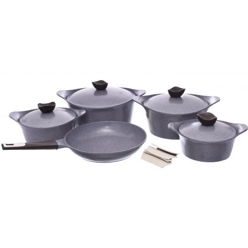 Neoflam Granite Aeni Nonstick Pots And Pans Set 11 Pcs Nonstick Pots Cookware Frying Gray 8809533006501