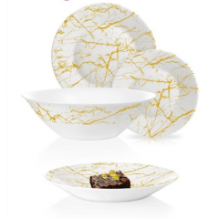 Luminarc Arcopal Gold Marble Dinner Set 19 Pieces ACO-19