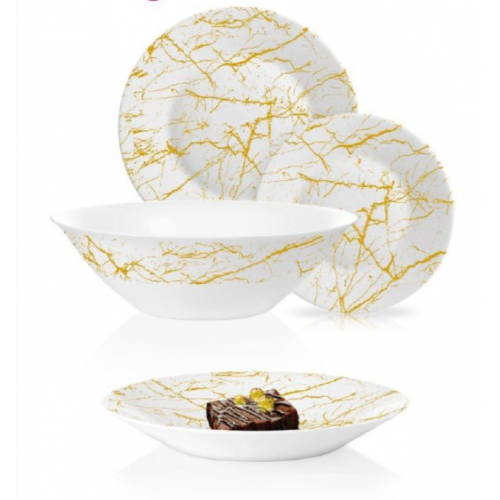 Luminarc Arcopal Gold Marble Dinner Set 19 Pieces ACO-19