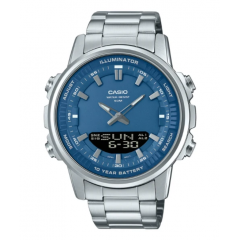 Casio Analog-Digital Combination Blue Dial Stainless Steel Mens Watch AMW-880D-2A1VDF