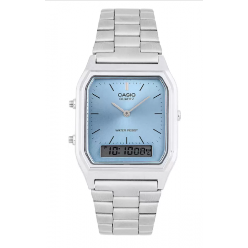 Casio Vintage Blue Analog-Digital Dial Silver Stainless Steel AQ-230A-2A1MQYDF