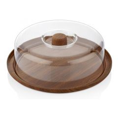 Evelin Round Wooden Cake Plate With Acrylic Cover E-14794