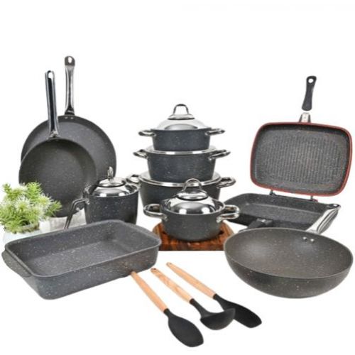 Saflon Turkish Granite Cookware Set 15 Pieces SA-15BK