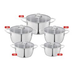 Tefal Zahran Moderna Stewpot Set with Glass Lid Size 18,20,22,26,28 6221064006546