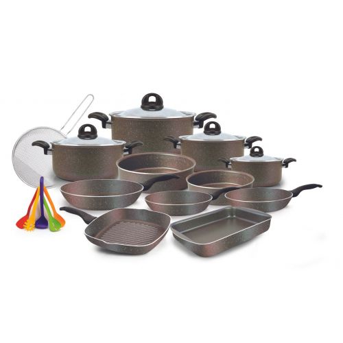 Trueval Cookware Set 21 Pieces Granite 6222013231095