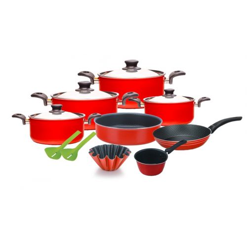 Trueval Cookware Set 14 Pieces Red 6222013232085