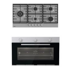 Gorenje Built-In Gas Oven 90 cm 88 L and Hob 90 cm 5 Gas Burners BOG9822E00X