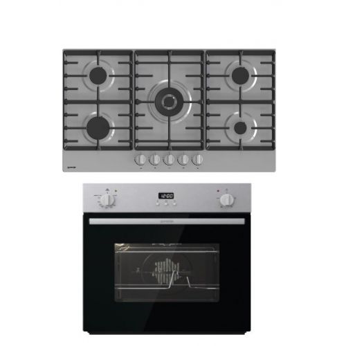 Gorenje Built-In Gas Oven 60 cm With Grill and Hob 90 cm 5 Gas Burners BOG6632E01X