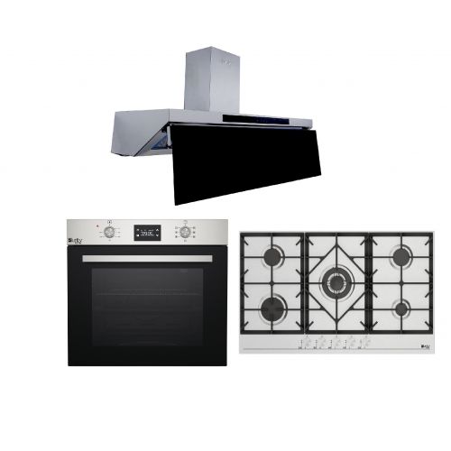 Purity Built In Gas Hob 90 cm, Gas Oven 60 cm and Kitchen Hood 90 cm 600 m3/h HPT906S