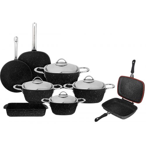 Saflon Granite Cookware Set 12 Pcs Black SA-12BK