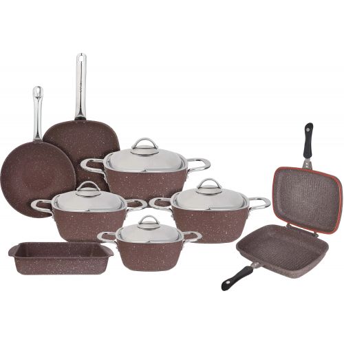 Saflon Granite Cookware Set 12 Pcs Brown SA-12B