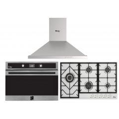 Purity Built In Gas Hob 5 Gas Burner, Gas oven 90 cm,Hood 90 cm 650 m3/h HPT908S