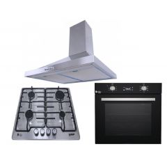 Purity Chimney Hood 60cm 750m3/h, Gas Hob 4 Eyes and Gas Oven 60 cm PENTO60cm