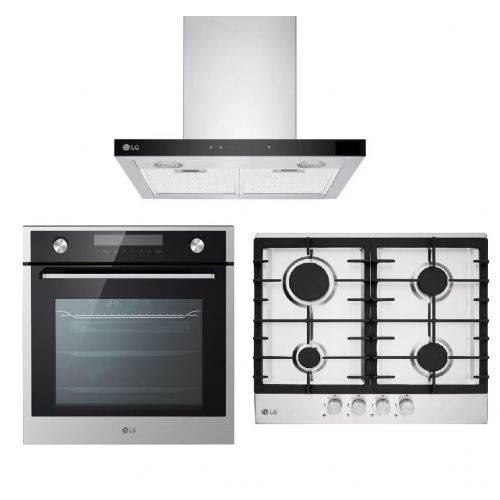 LG Built In Electric Oven 60 cm, Hood 60 cm 830m/h and Electric Hob 60 cm WSEZM7225S2