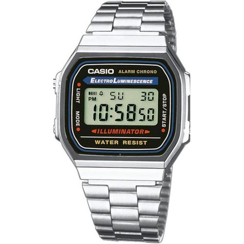 Casio Unisex Black Digital Dial Stainless Steel Band Watch A168WA-1UWD