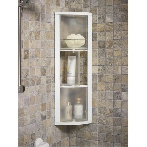 PRIMA NOVA Bathroom Corner Shelf Revolving 3 Shelf White S01