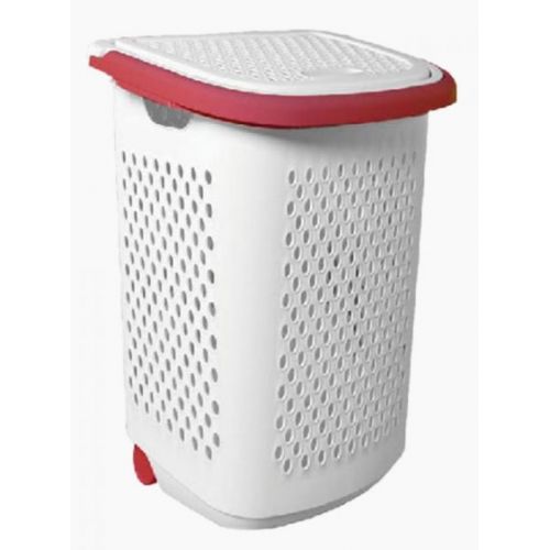 AKSA Nova Laundry Basket Cover Trolley With Red Handle 6221325010244