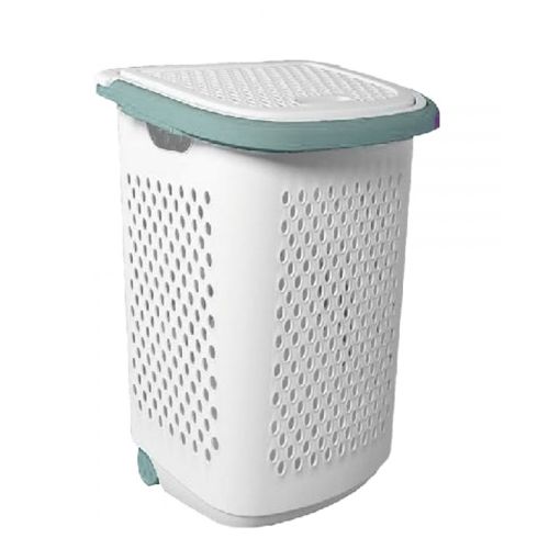 AKSA Nova Laundry Basket Cover Trolley With Light Green Handle 6221325010275