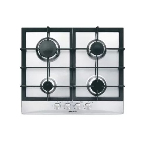 Glem Gas Hob 4 Gas Burners 60cm Stainless and Glem Gas Oven 60 cm Gas 9 functions with Grill and Fan GFEW21 IX