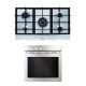 Glem Gas Hob 90 cm Cast Iron Safety Stainless and Glem Gas Oven 60 cm Gas with Grill GFEW21 IX