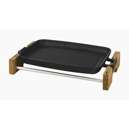 LAVA Grill Plate/Dish Integral with Metal Handles and Wooden Stand 31x42cm 8680215497110