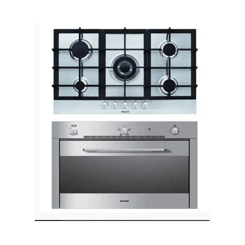 Glem Gas Built-in Gas Oven 90 cm 2 Fans, Gas Hob 90 cm and Chimney GFD9W1IX