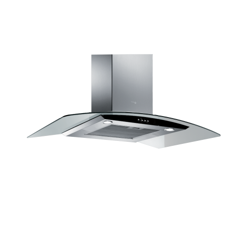 Turbo Air Hood 90cm Chimney Hood Curved Glass 800 m3/h Stainless With Black Panel Irsl 90